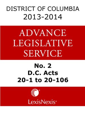 cover image of District of Columbia Lexis Advance Legislative Service
